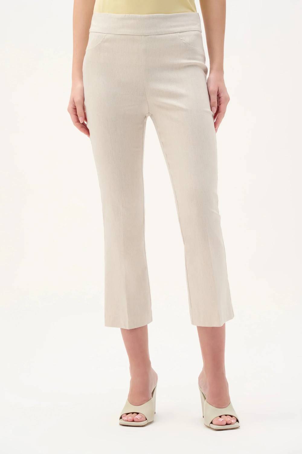 Woven Pull-On Cropped Flare Pants In Natural