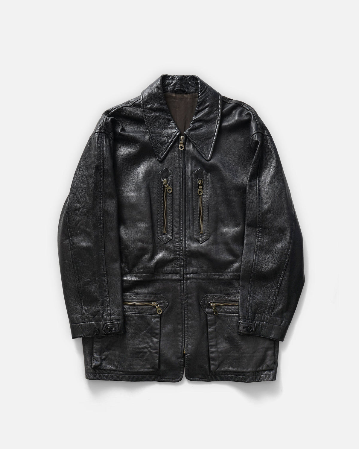 Leather Zip Up Half Coat