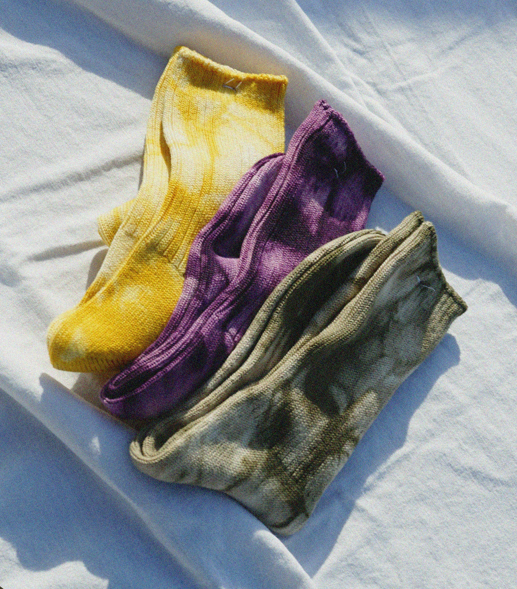 Silket Tie Dye Half Socks / Mustard