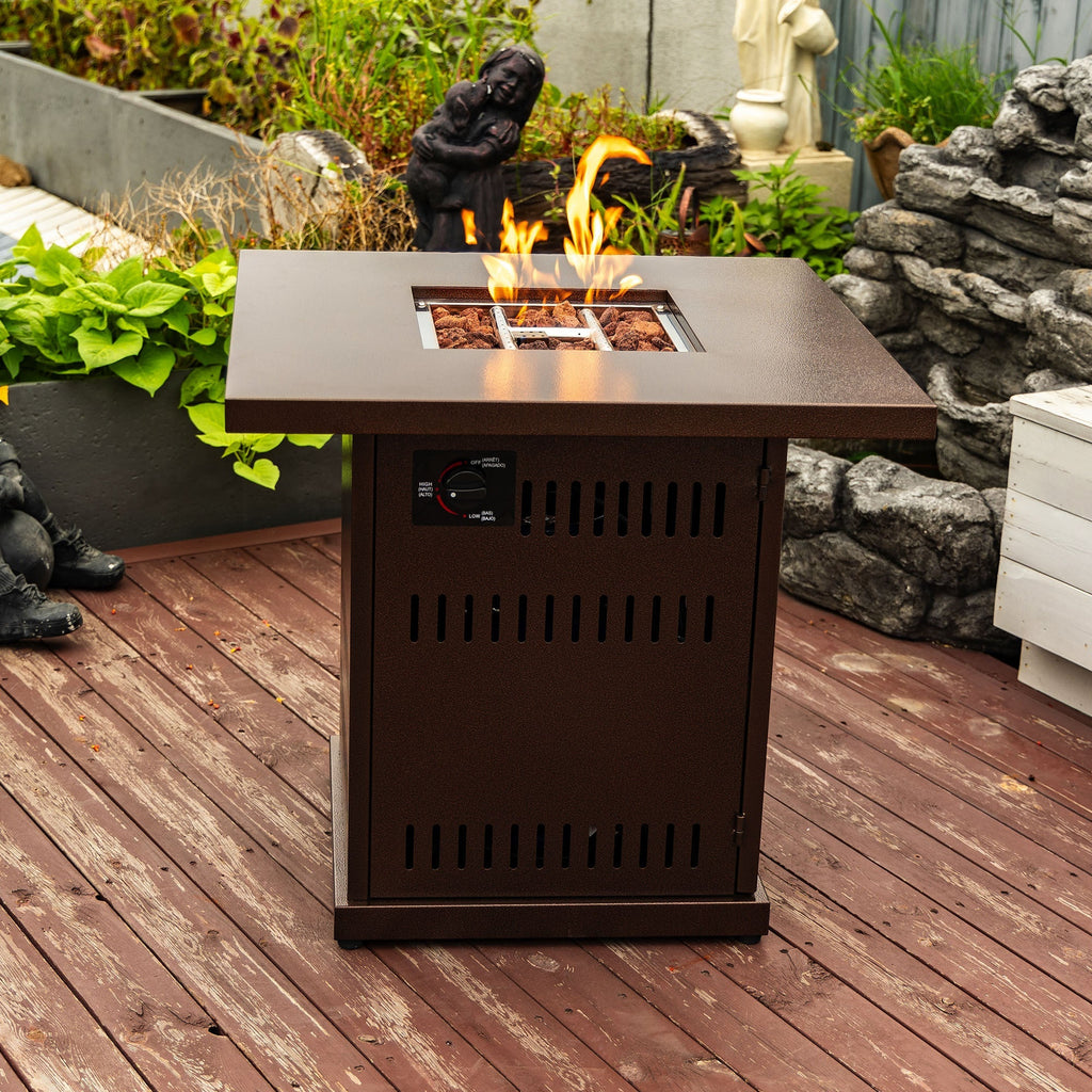 Square Steel Propane Fire Pit Table