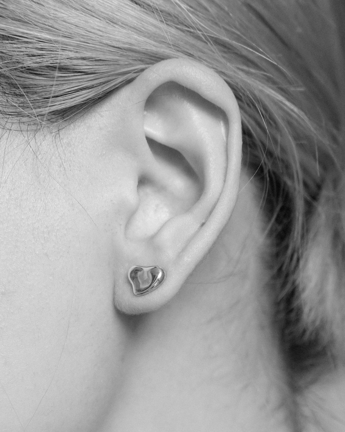 Silver Full Heart Earrings