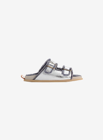 Forte Forte Crackled Lamé Buckle Sandals