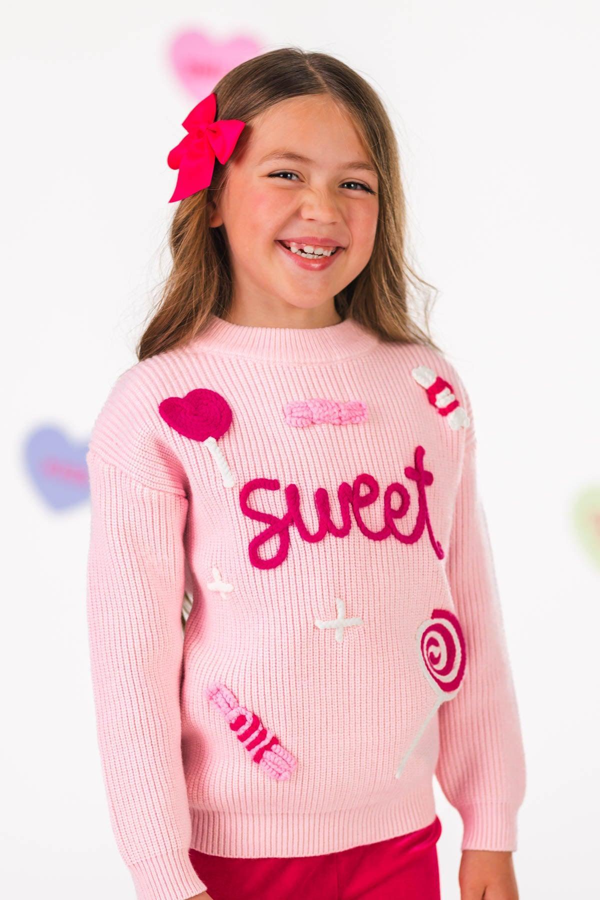 "Sweet" Knit Sweater Pink Bell Bottom Set