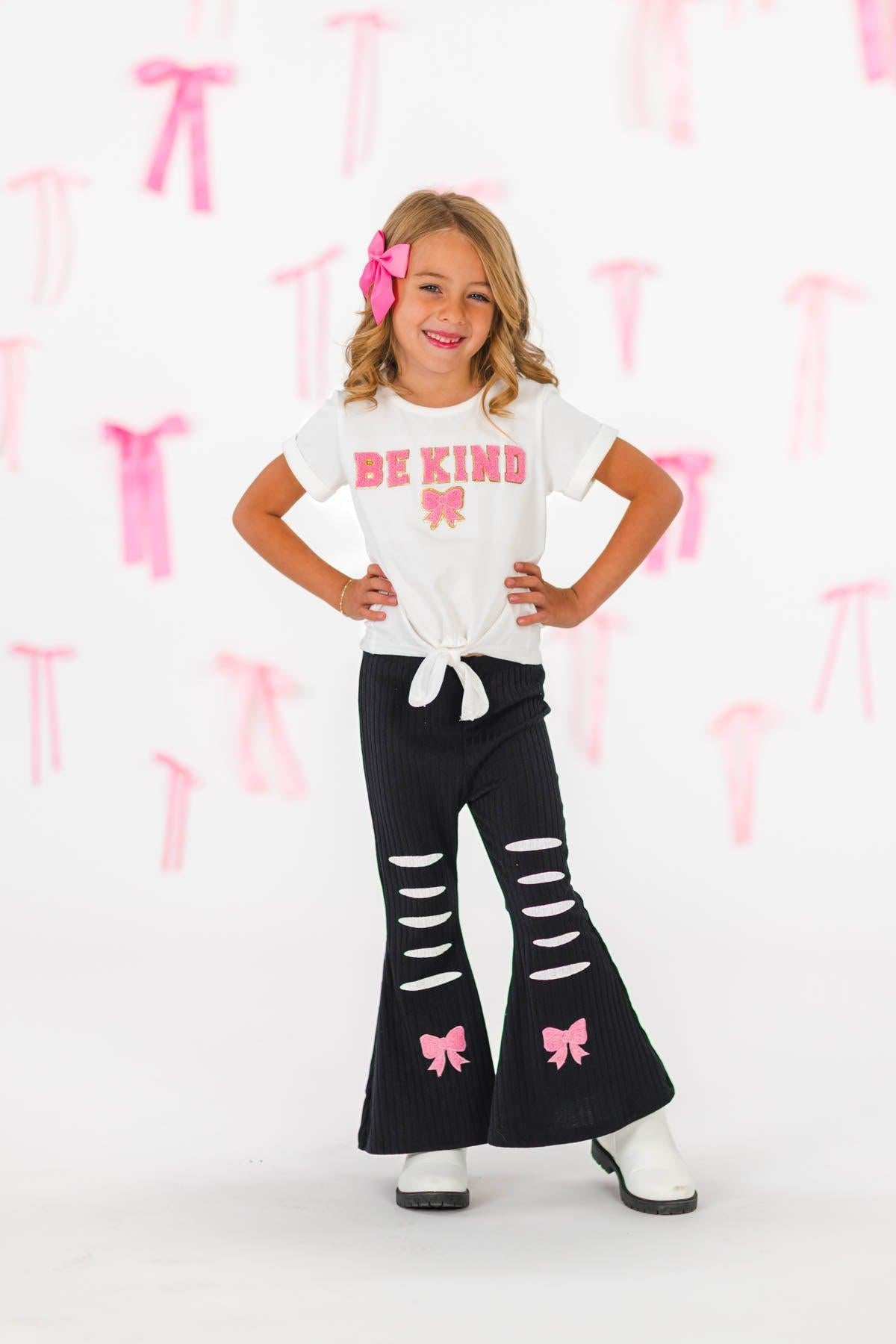 "Be Kind" Ribbed Flare Pant Set