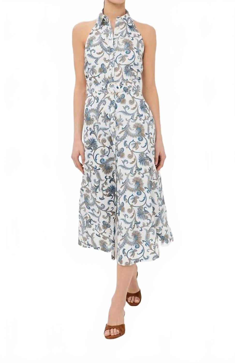 Mackey Paisley Halter Midi Dress In Dove Multi