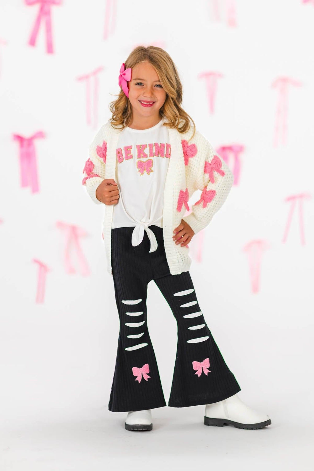 "Be Kind" Ribbed Flare Pant Set
