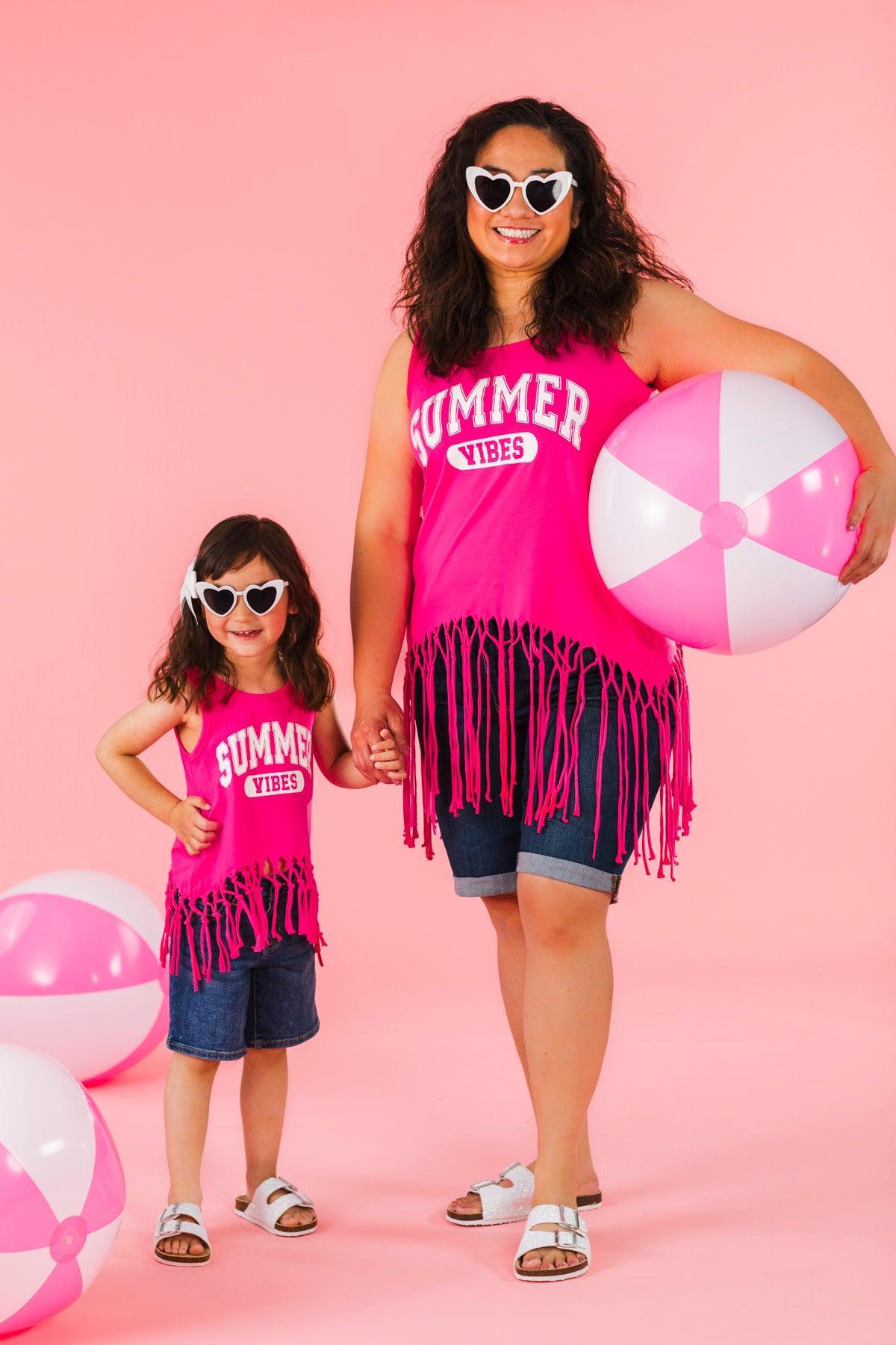 Mom & Me - "Summer Vibes" Hot Pink Tank Top
