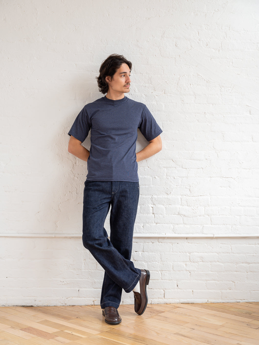 Micro Stripe T-shirt / Dark Blue