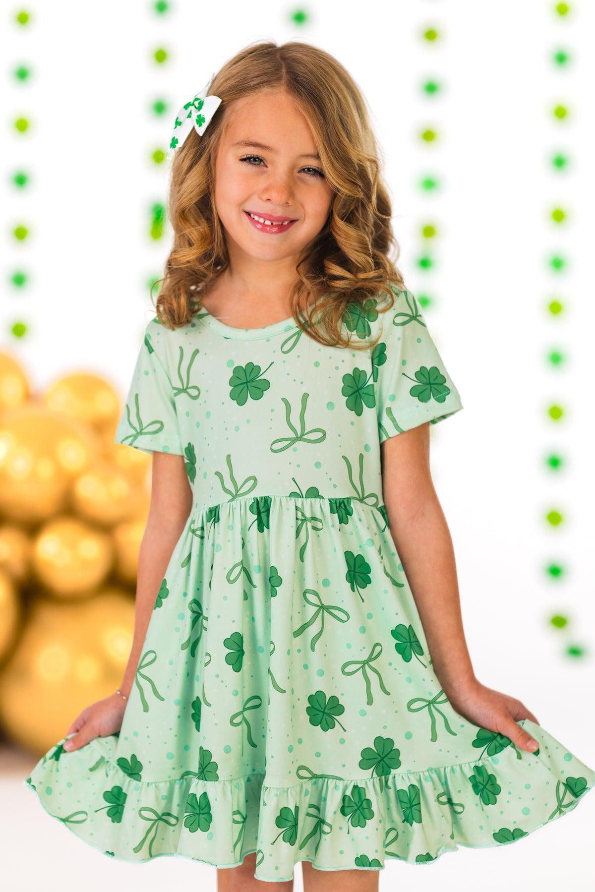 Green Bow & Shamrock Dress