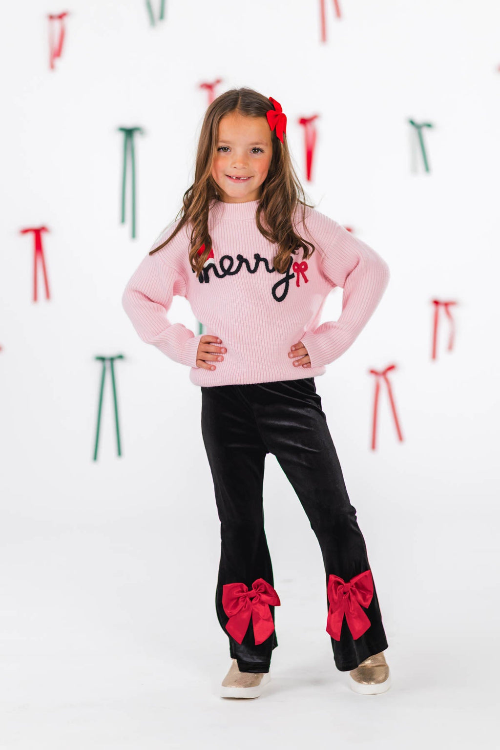"Merry" Knit Sweater Velvet Flare Pant Set