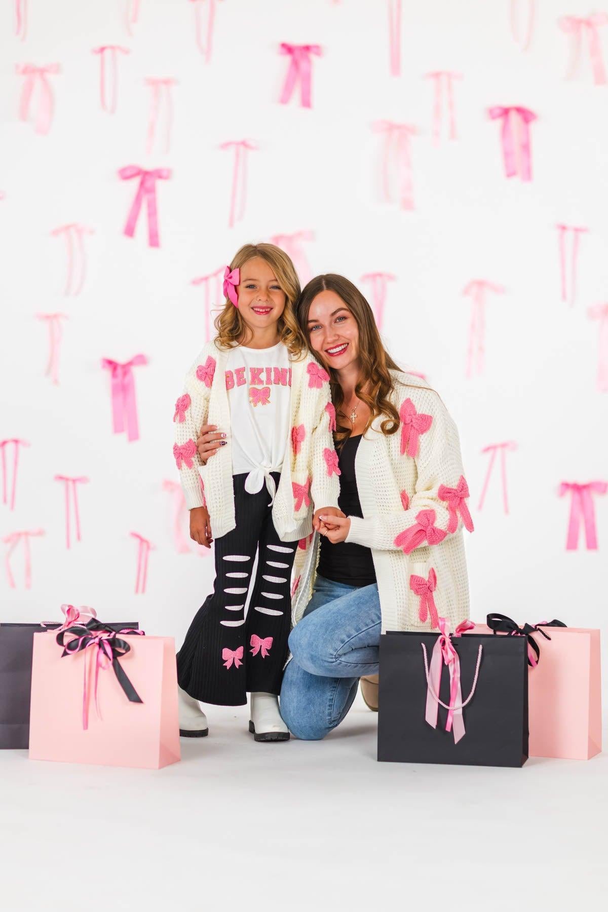 Mom & Me - Cream Knit Bow Cardigan