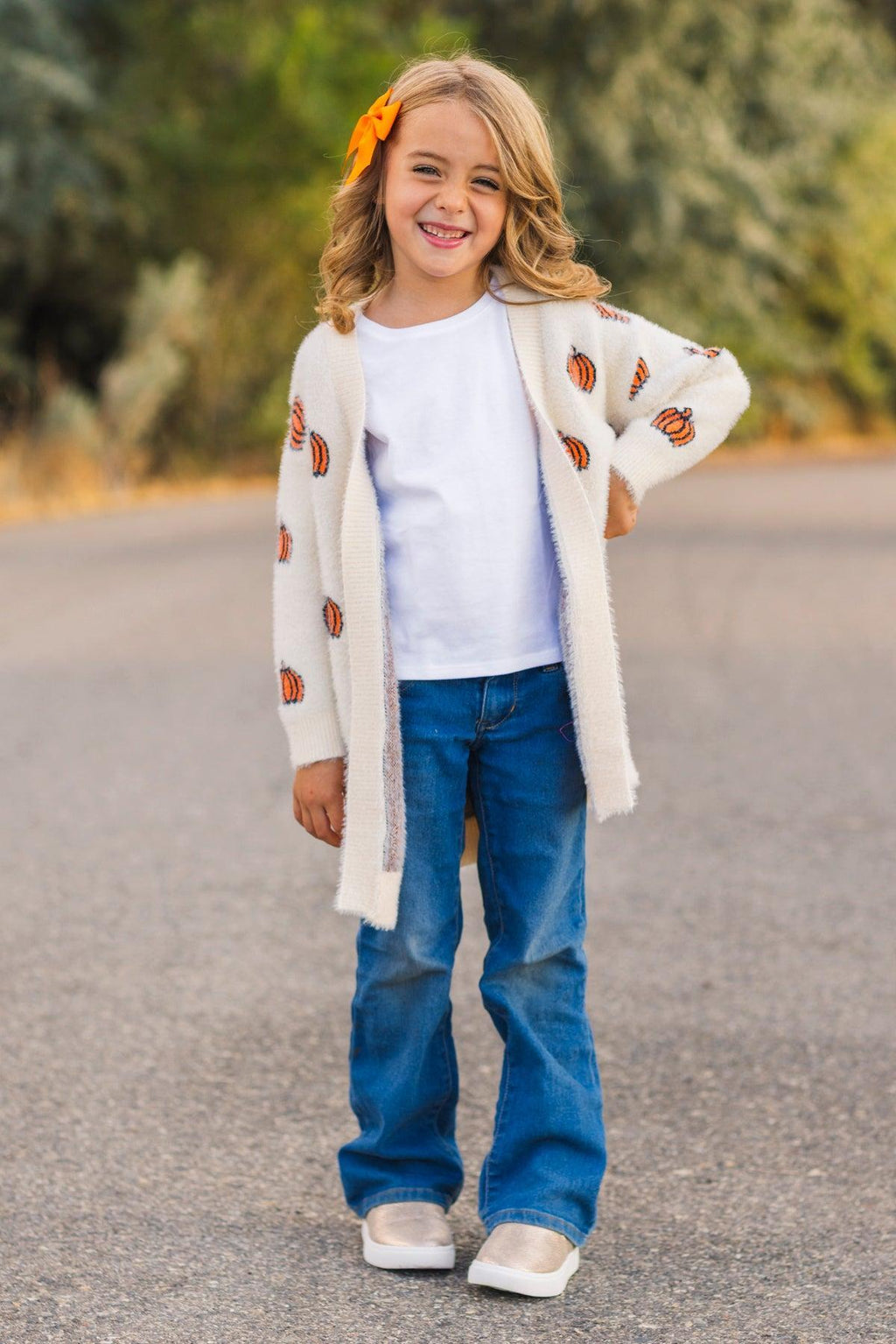 Mom & Me - Cozy Cream Pumpkin Cardigan