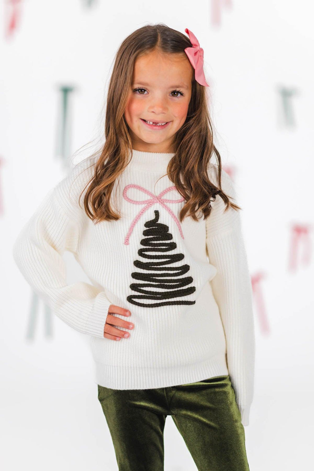Christmas Tree Knit Sweater Flare Pant Set