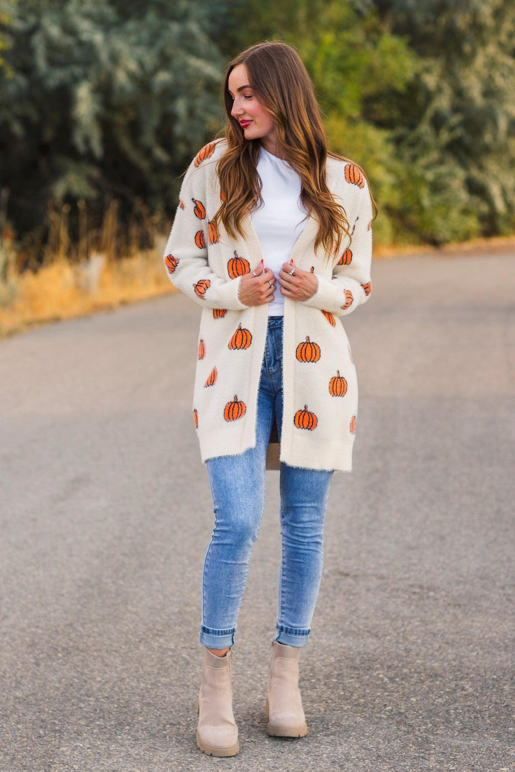 Mom & Me - Cozy Cream Pumpkin Cardigan