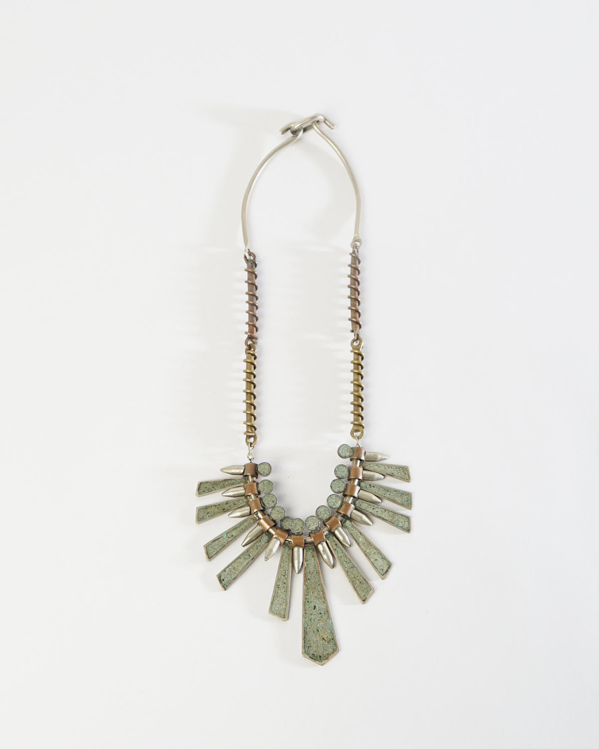 Silver x Brass Necklace w/ Stones