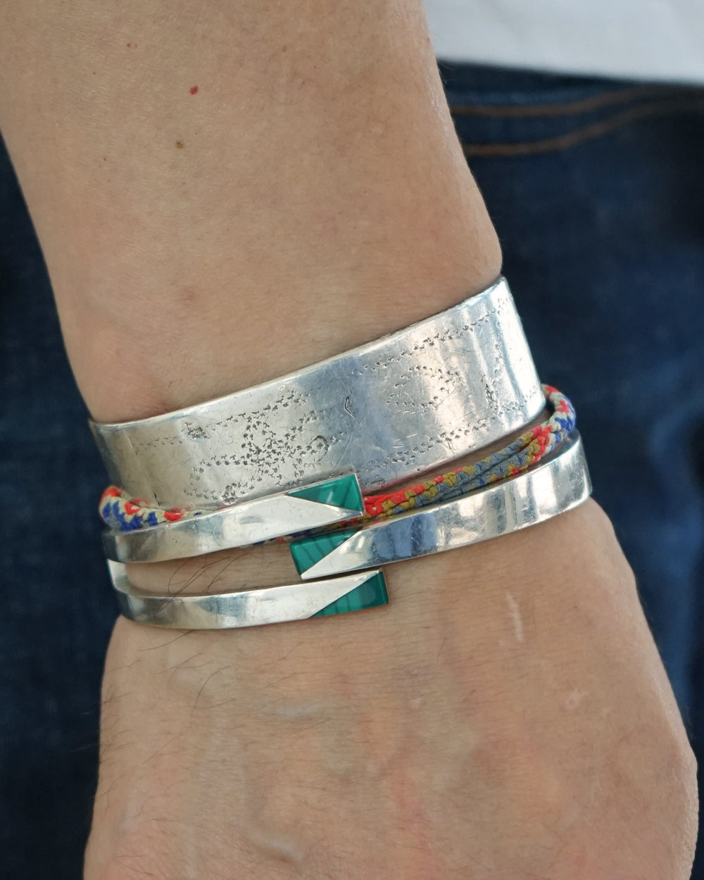 Silver Bracelet w/ Malachite