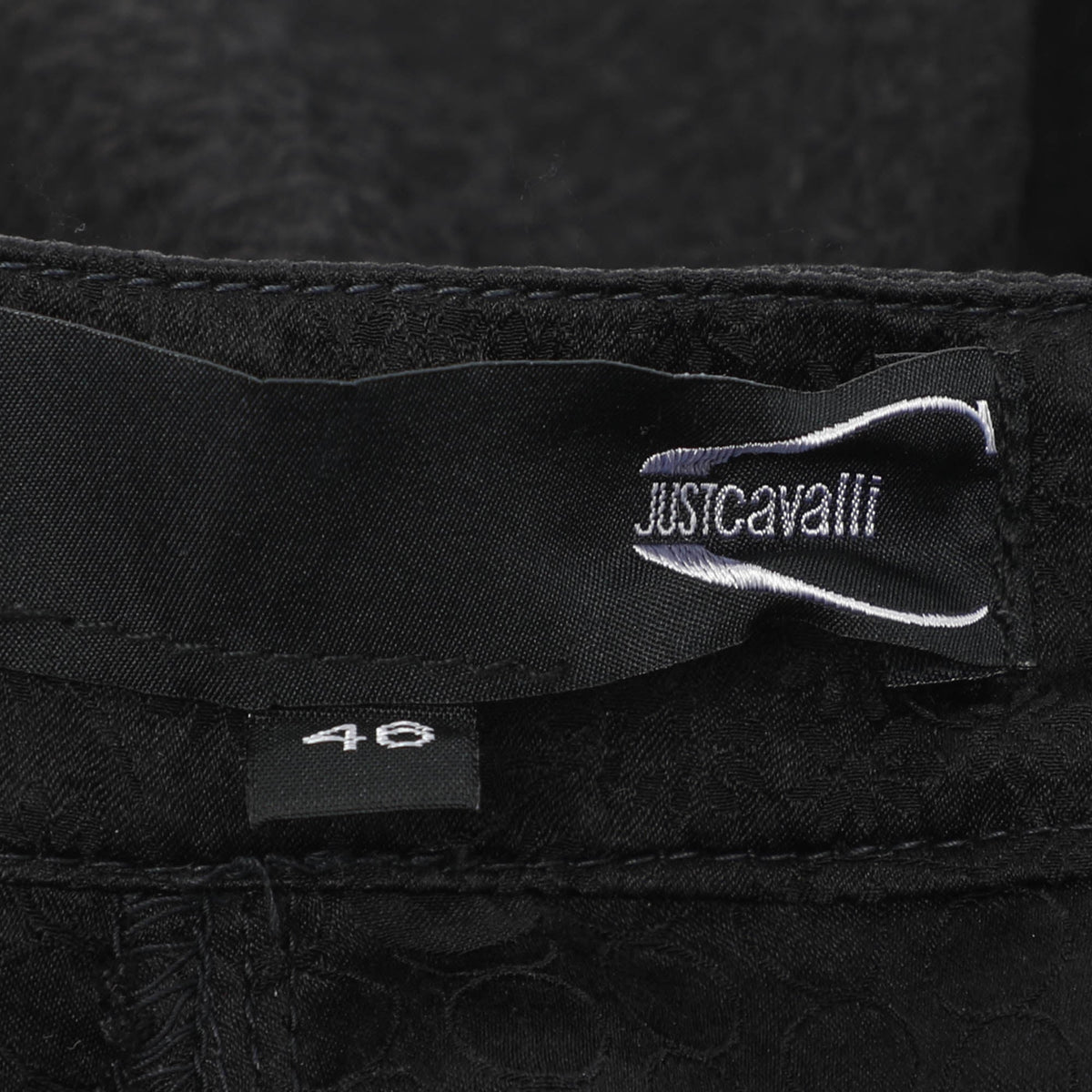Just Cavalli Black Crepe Jacquard Capri Pants