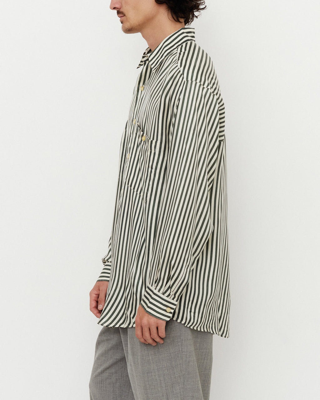 Stripe Silk Shirt / Green