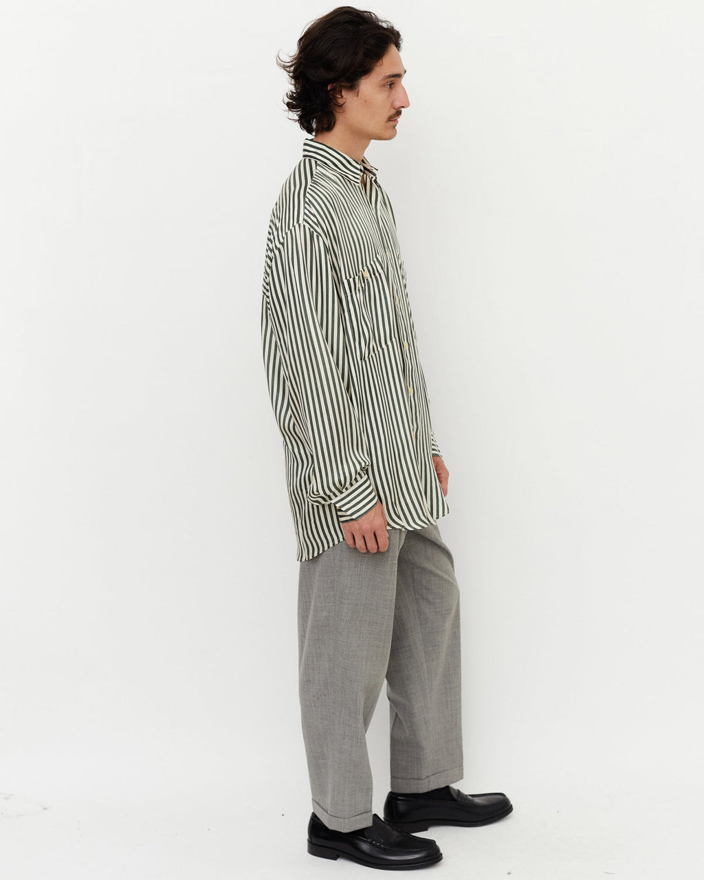 Stripe Silk Shirt / Green