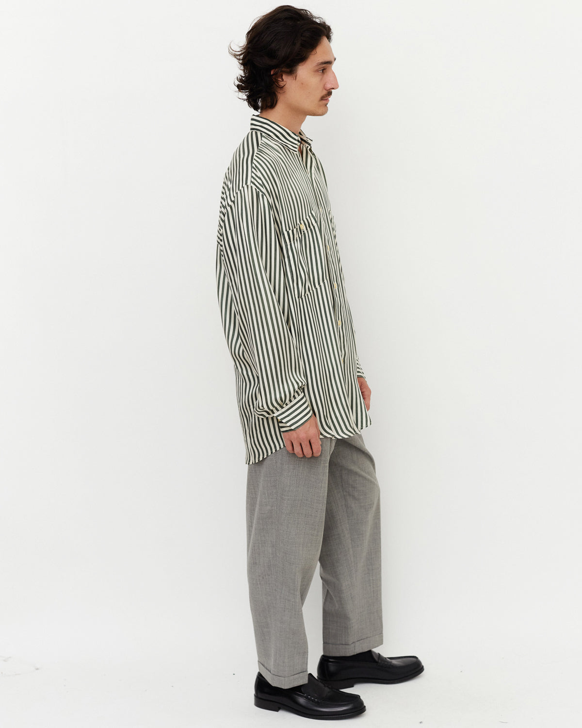 Stripe Silk Shirt / Green