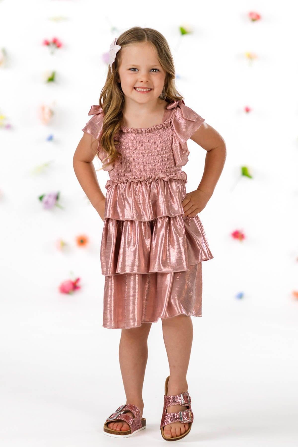 Mom & Me - Metallic Ruffle Dress
