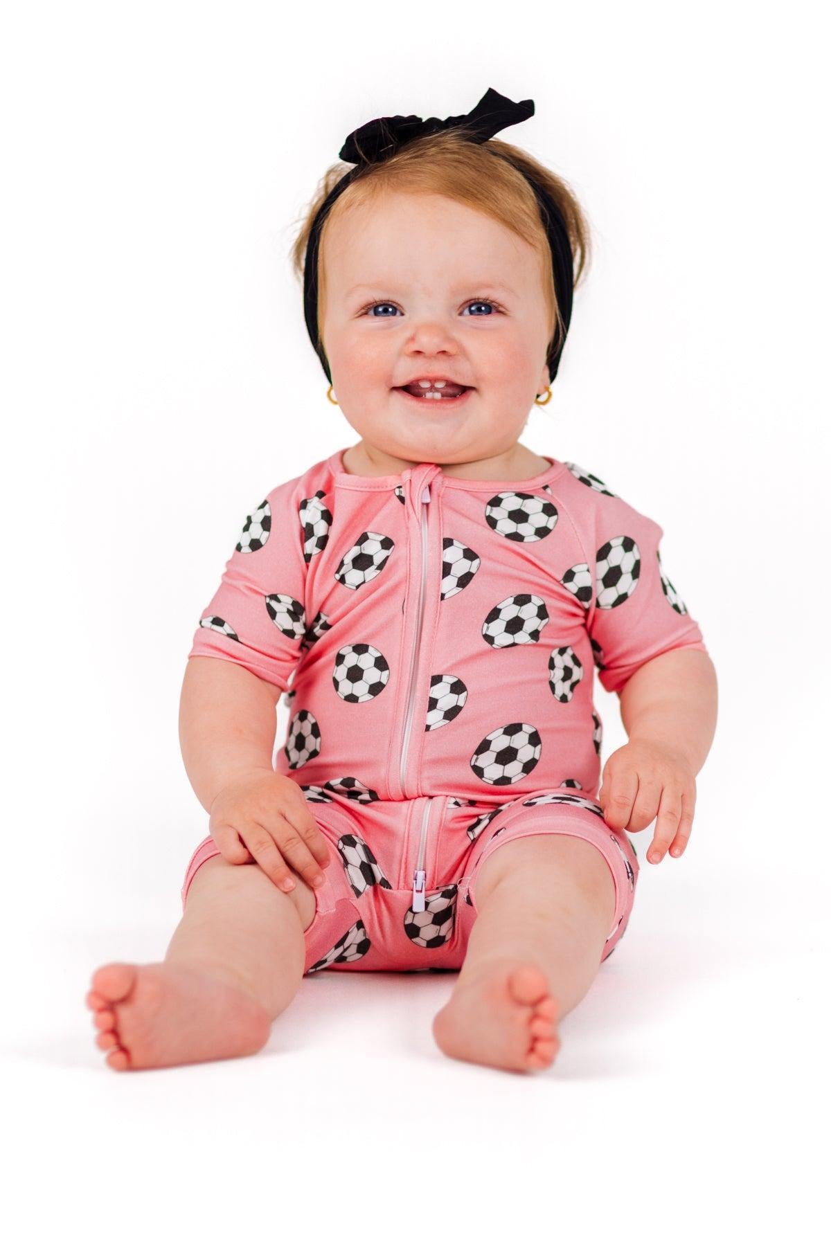 Pink Bamboo Soccer Ball Onesie