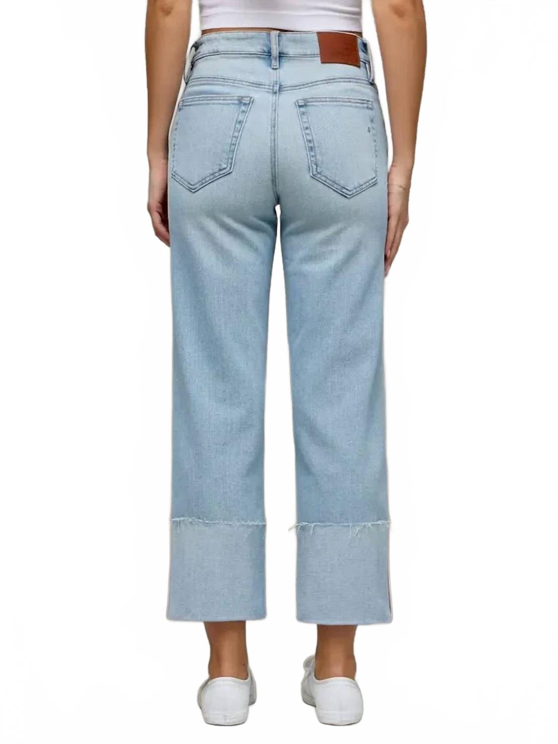 Ella High Rise Jeans With Cuff Detail In Light Wash