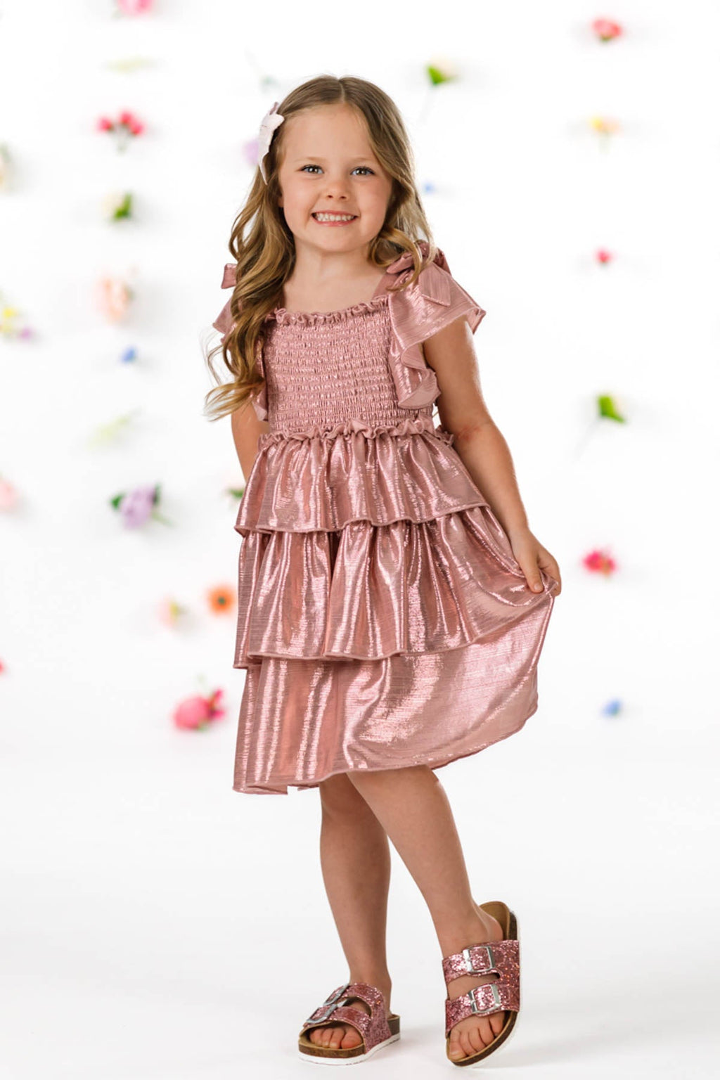 Mom & Me - Metallic Ruffle Dress