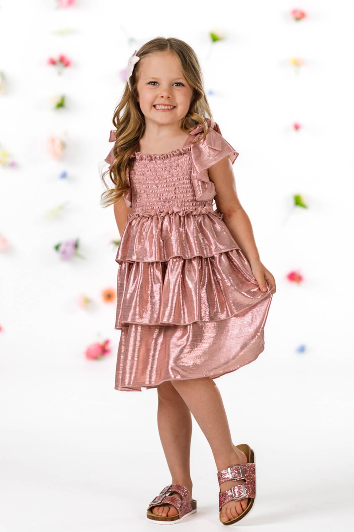 Mom & Me - Metallic Ruffle Dress