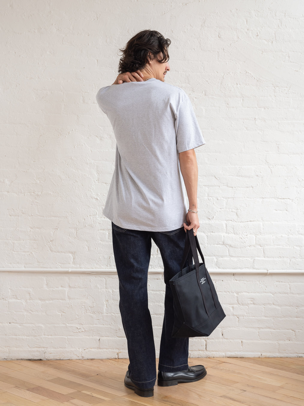 Micro Stripe T-shirt / Light Gray