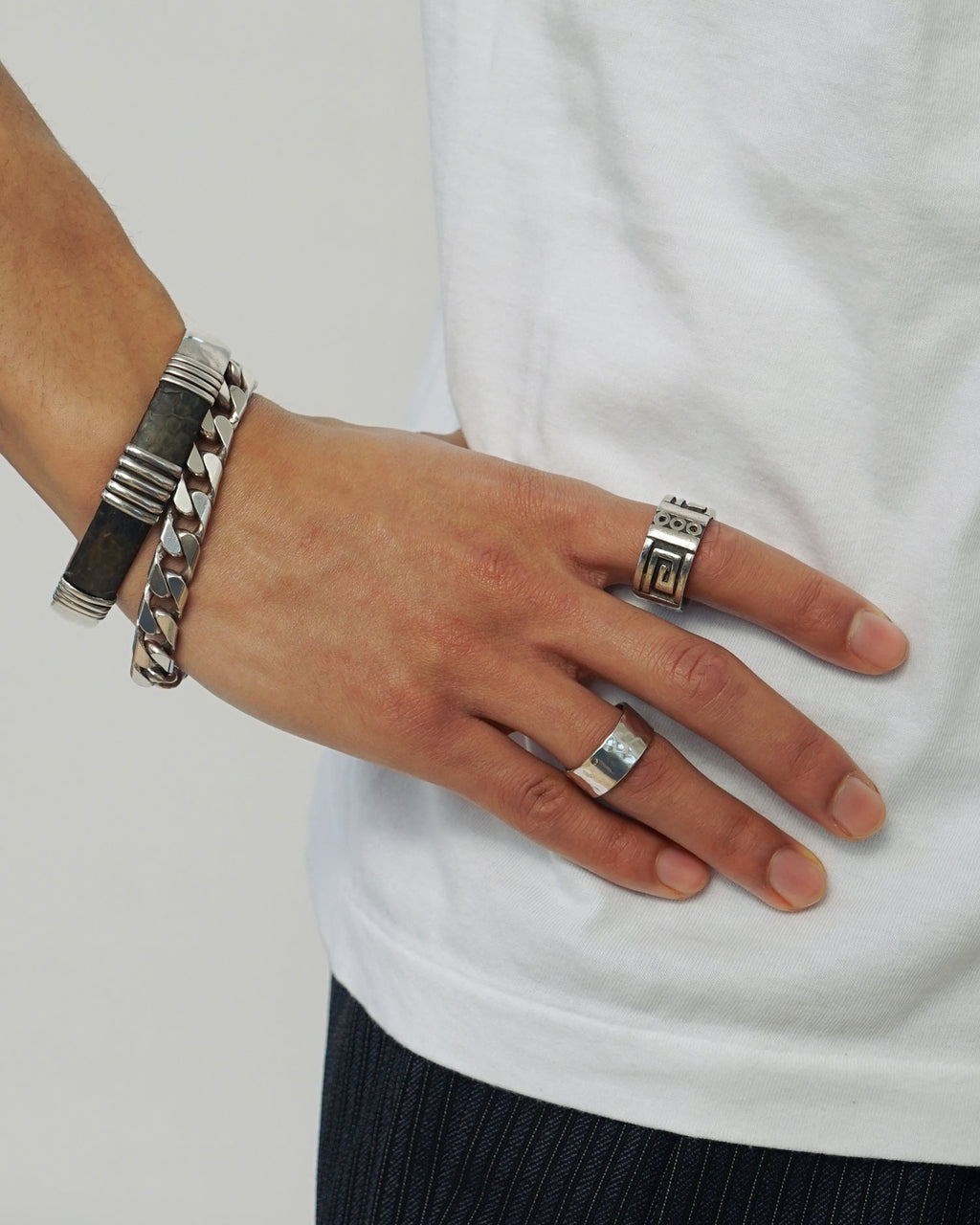 Silver Cuff Bracelet w/ Leather