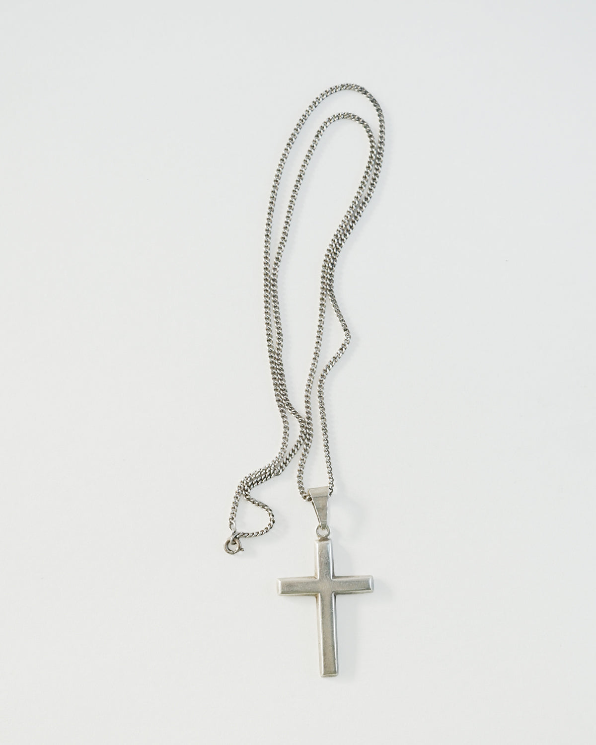 Silver Chain Necklace w/ Cross Charm
