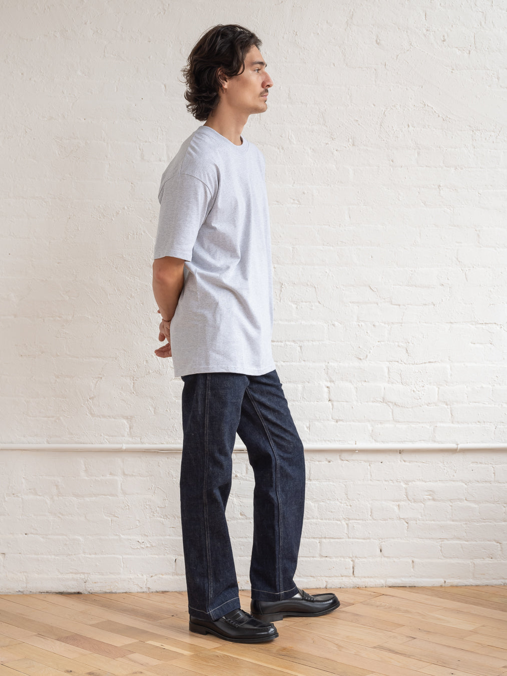 Micro Stripe T-shirt / Light Gray