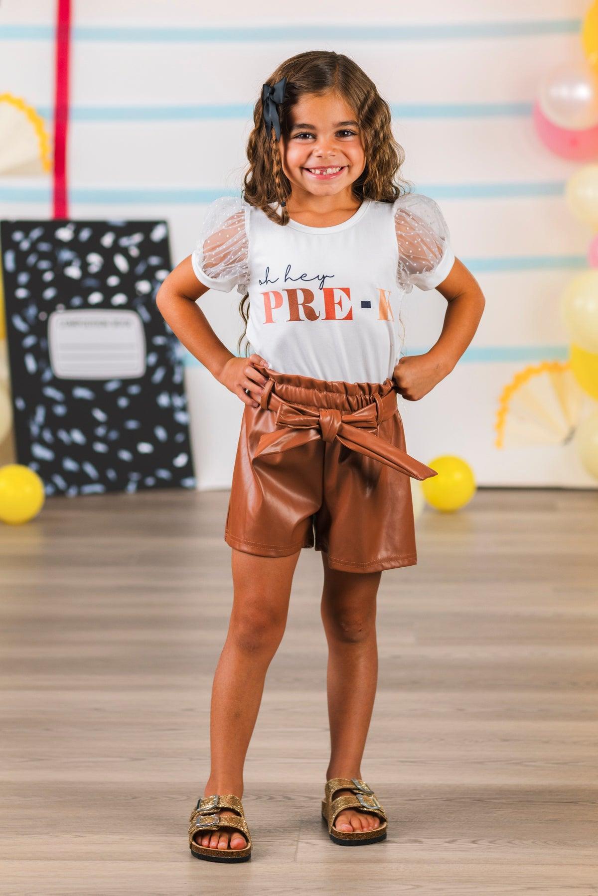 "Oh Hey Pre-K - 6th Grade" Pleather Short Set