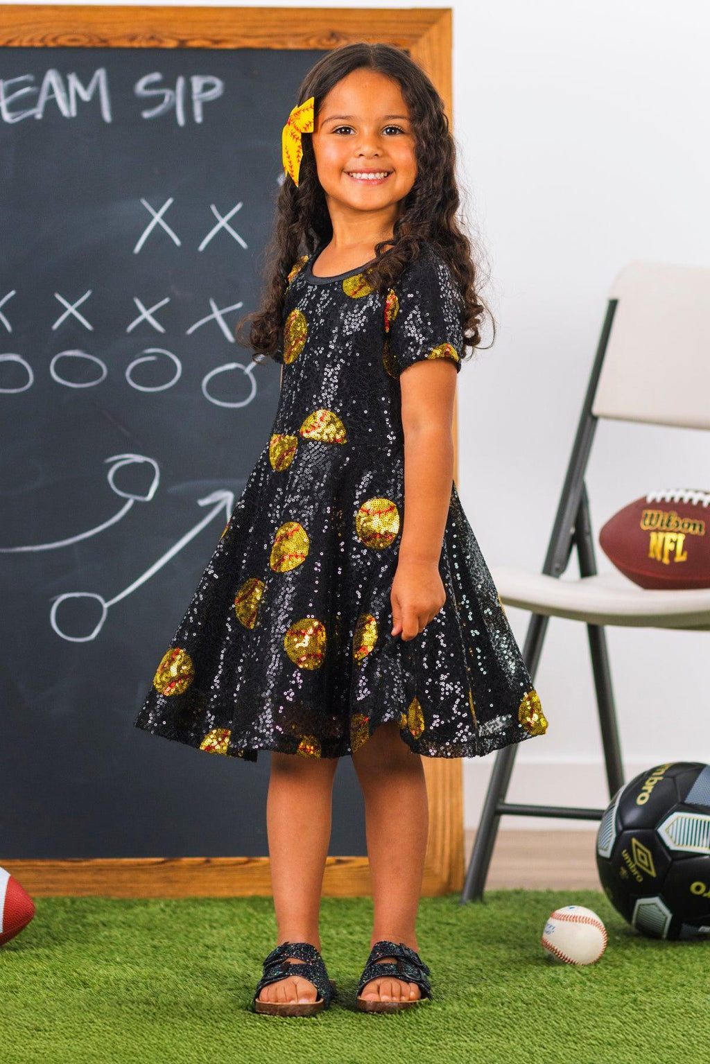 Black Sequin Softball Dress