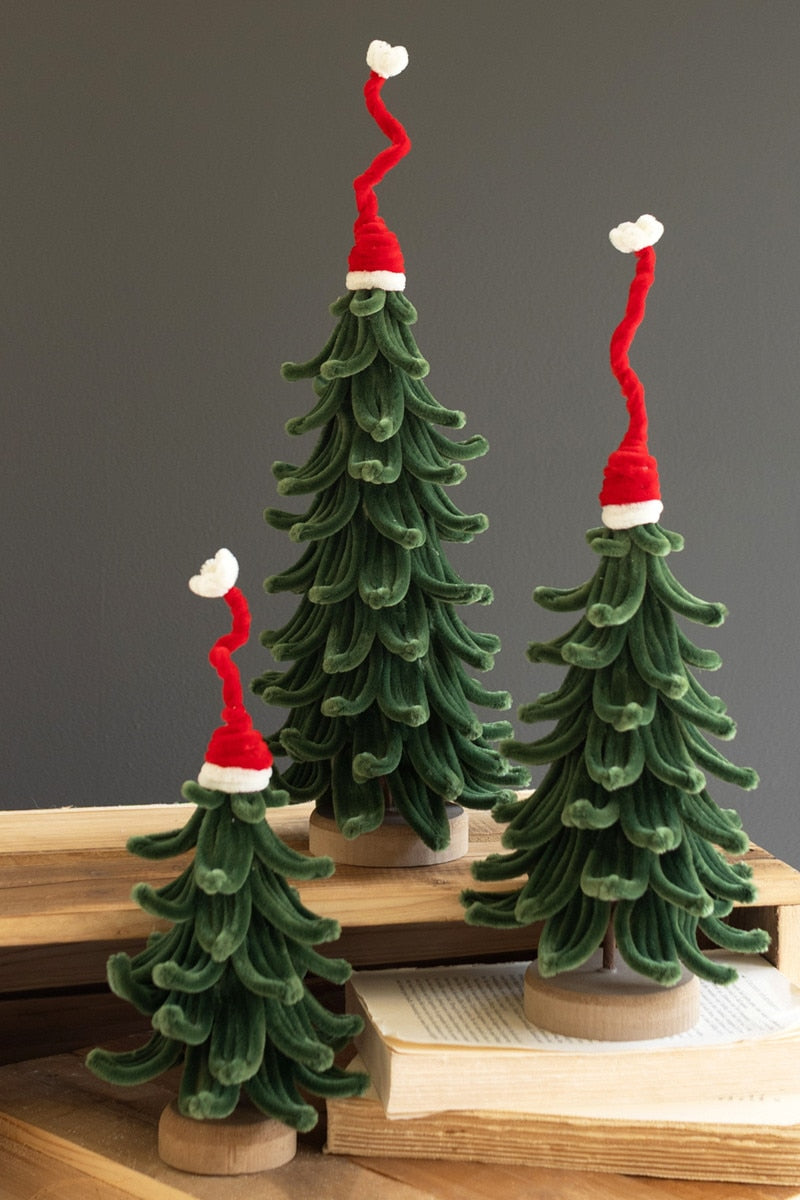 Set Of Three Christmas Trees With Hats