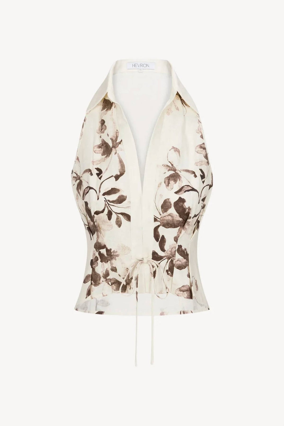 Sloan Linen Vest In Painted Flower Chocolate