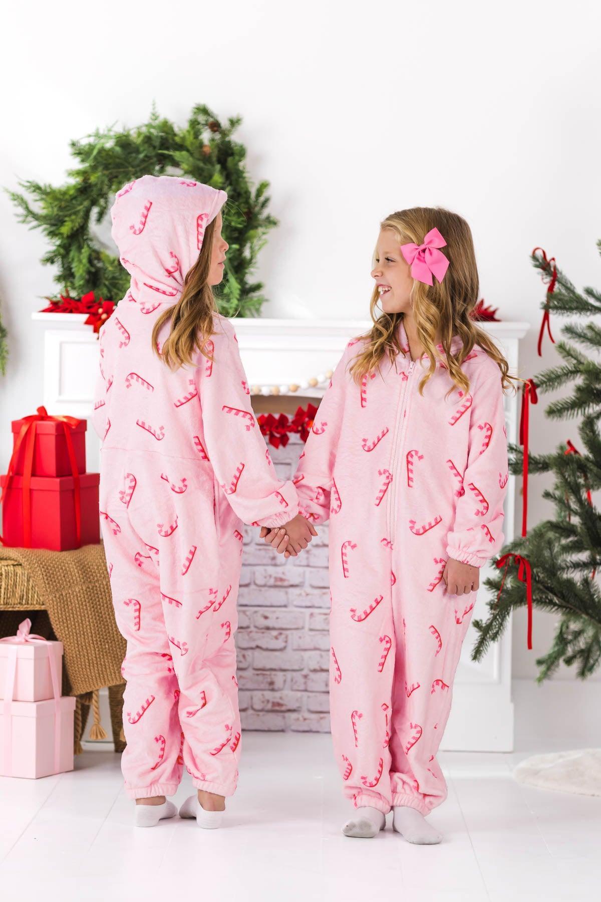 Mom & Me - Pink Candy Cane Onesie Pajamas