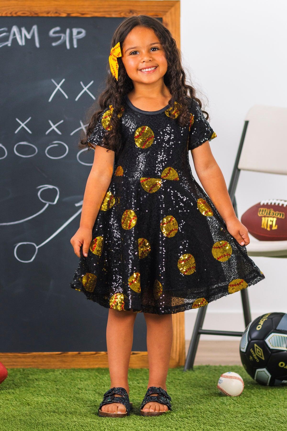 Black Sequin Softball Dress