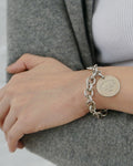 Silver Round Tag Charm Bracelet
