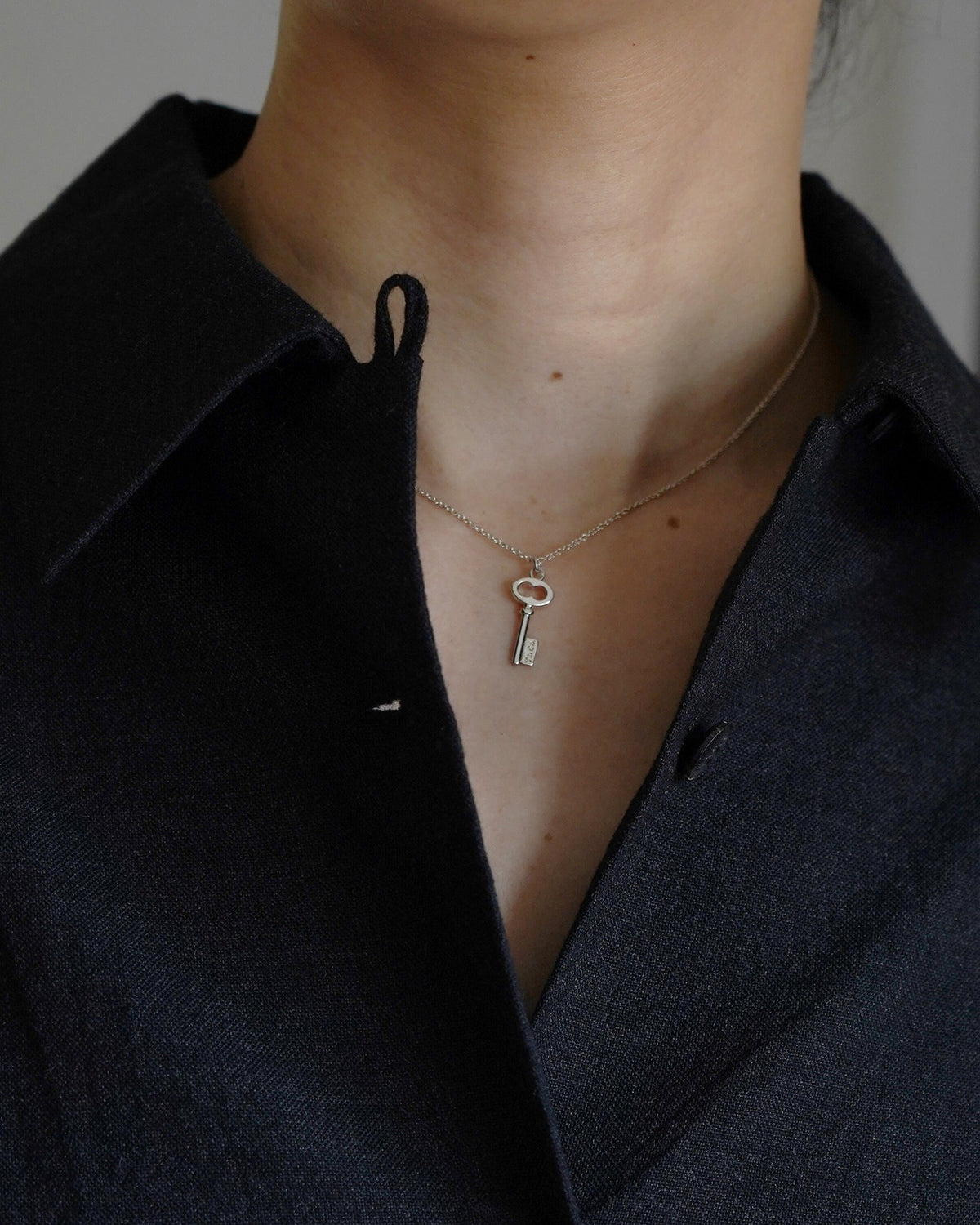 Silver Oval Key Necklace