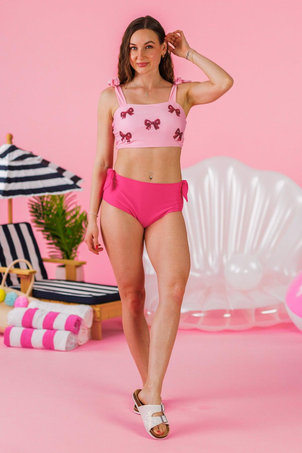 Mom & Me - Pink Sequin Bow Bikini