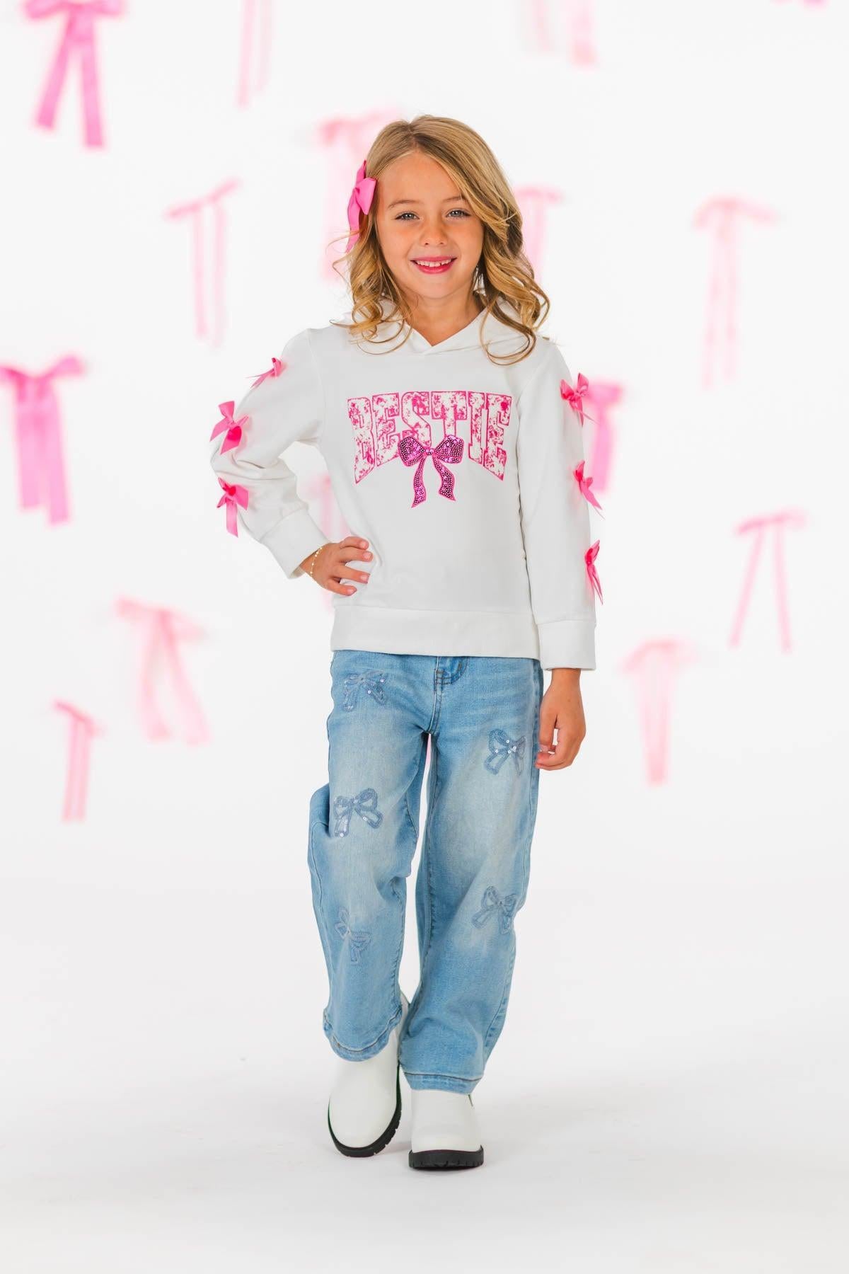 "Bestie" Pink Bow Hoodie