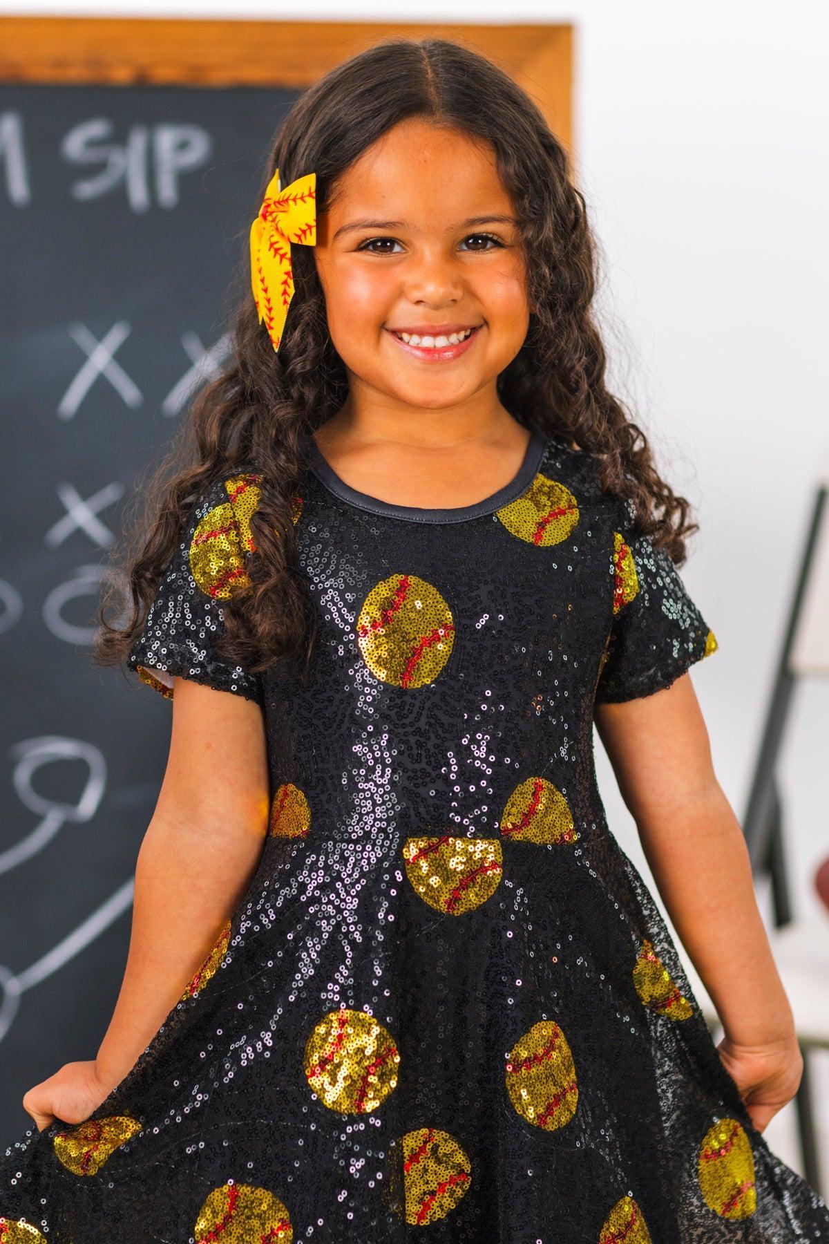 Black Sequin Softball Dress