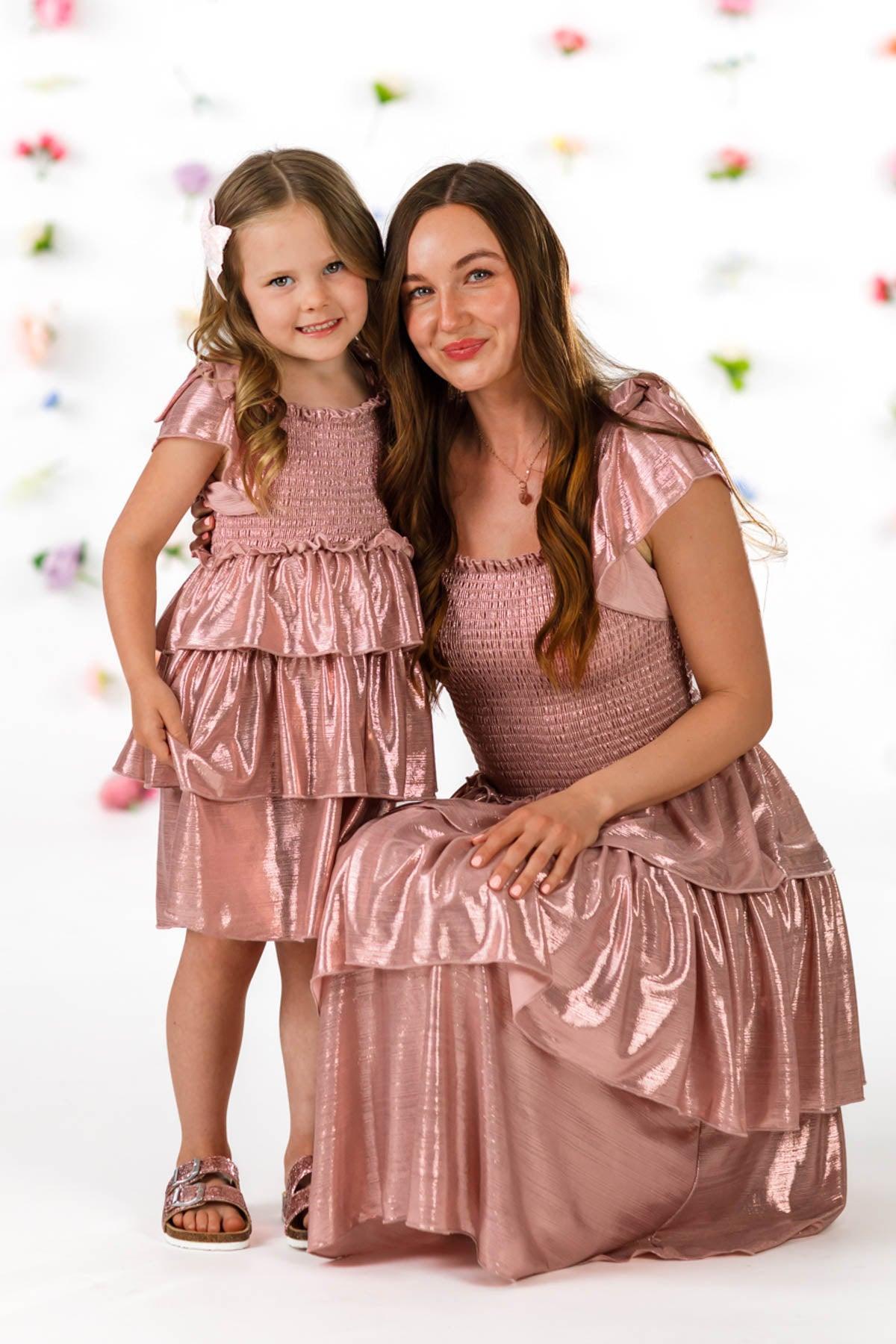 Mom & Me - Metallic Ruffle Dress