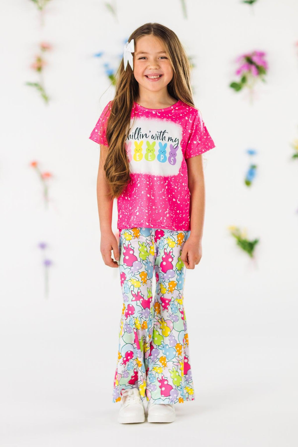 "Chillin' With My Peeps" Pink Bell Bottom Set