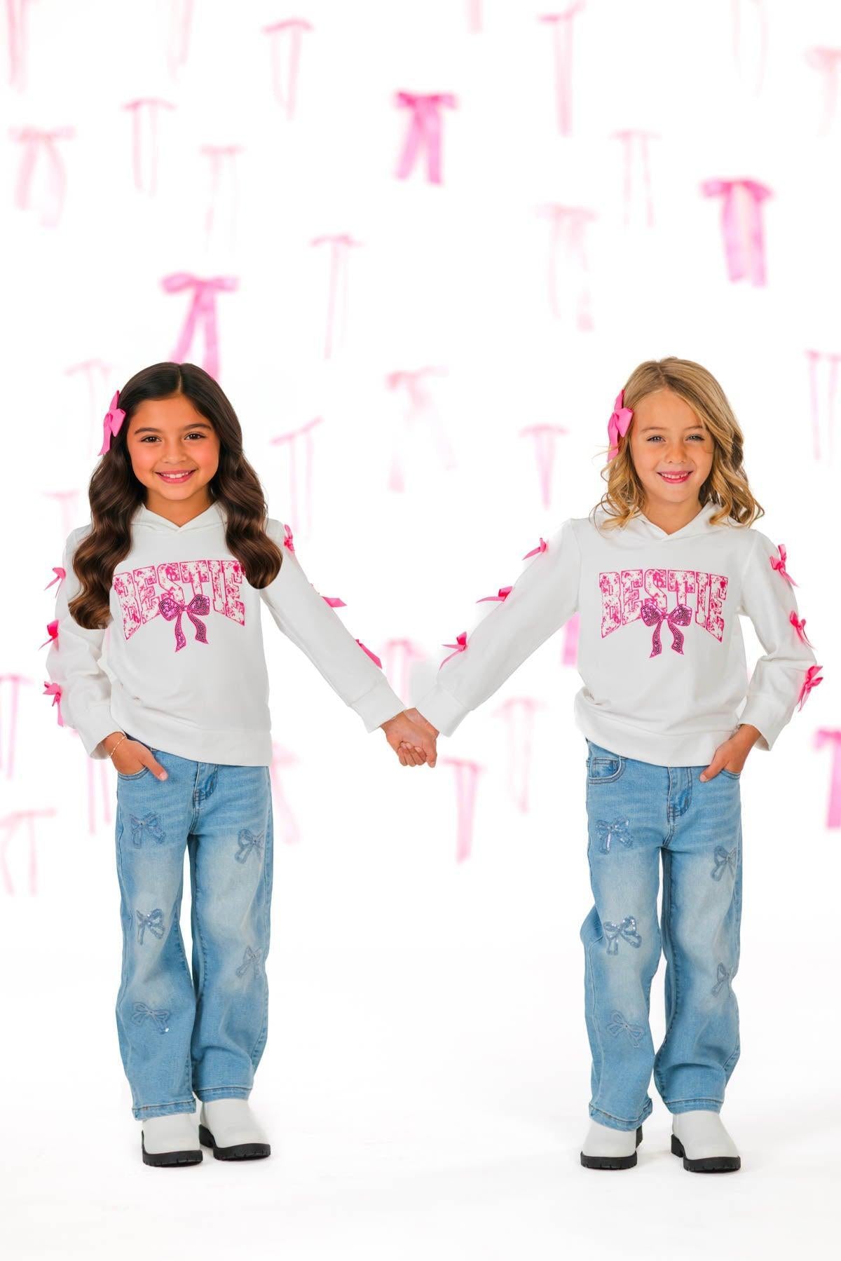 "Bestie" Pink Bow Hoodie