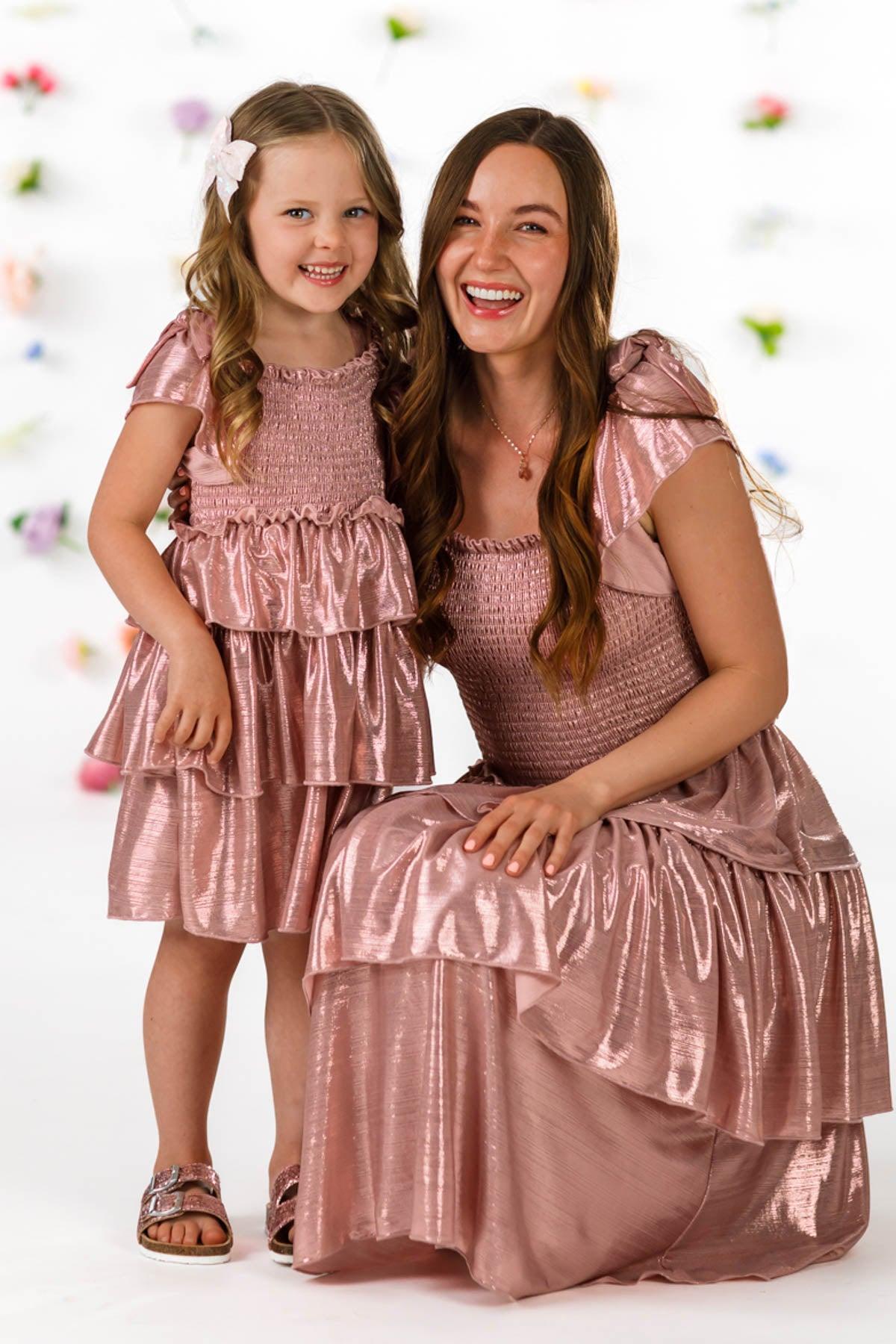 Mom & Me - Metallic Ruffle Dress