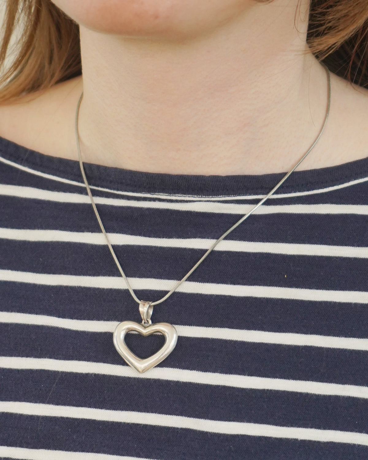 Silver Chain Necklace w/ Heart Charm