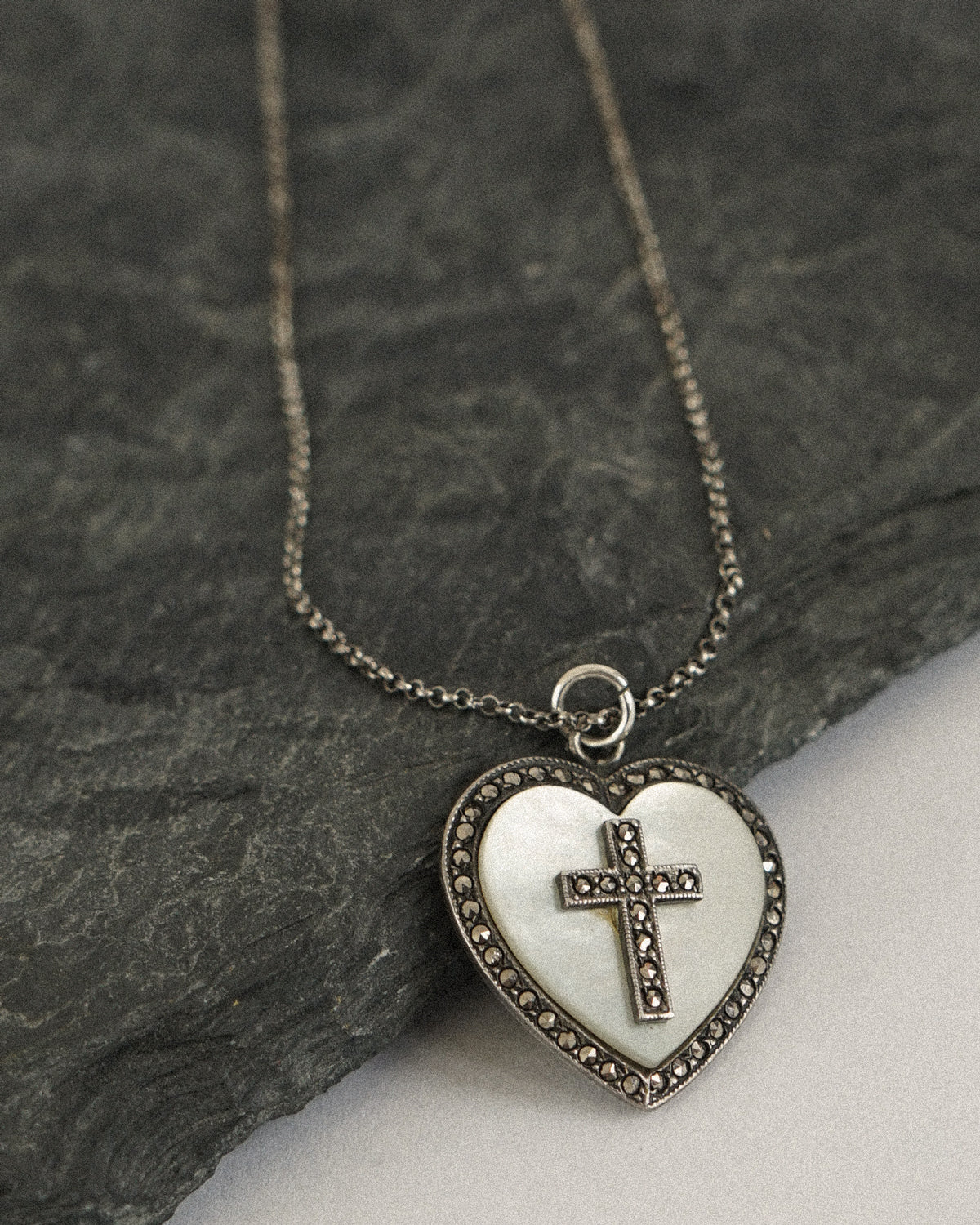 Silver Chain Necklace w/ Religious Charm